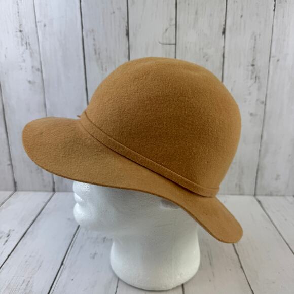 VTG Astre Tan Wool Bow Round Cloche Cap Hat Union Made USA Women's One Size - Picture 4 of 11